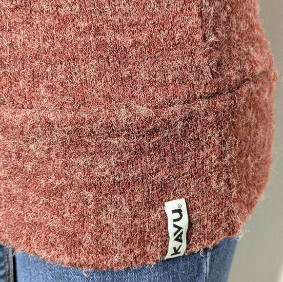 Kavu maroon fuzzy crossover mock neck long sleeve sweater S - Picture 2 of 9